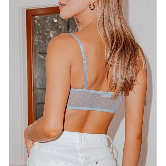 Free People Sierra Bandeau Rain Pastel Blue Coastal Preppy Bra Size Small NEW - Picture 2 of 11